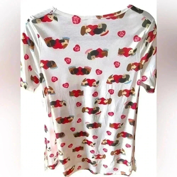Lularoe XS dog Perfect Tee NWT. White with red , and cute dog ❤️. - Picture 2 of 6